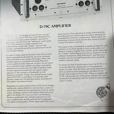 Pair Audio Research D-79c stereo tube amplifiers image 16