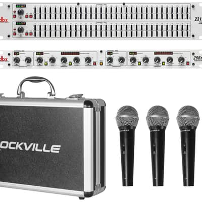 DBX 231S Dual 31 Band Graphic Equalizer Audio Rack Mount EQ+Compressor+(3) Mics image 1