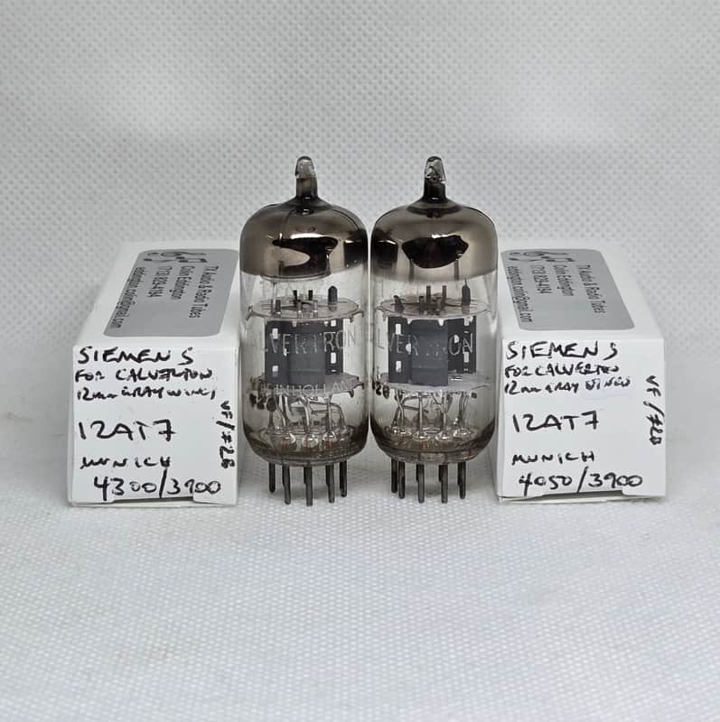 Siemens Made For Calverton 12AT7 VF1 Ribbed Plate Well Matched Pair (9.3%) NOS ECC81 image 1