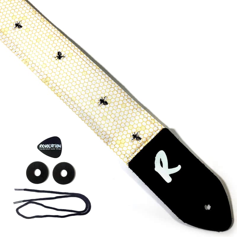 Honey Bee Guitar Strap - Bee Honey Comb Guitar Strap - Bee Guitar Strap -Double Padded for Comfort - Universal Guitar Strap image 1