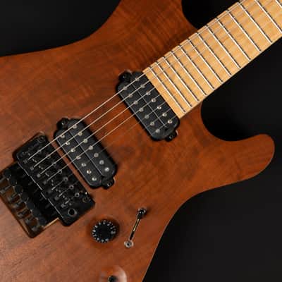 2014 Mayones Regius Pro 7 Claro Walnut | Custom 7-String Swamp Ash Body Neck Thru Birdseye Maple Fretboard DiMarzio Pickups Floyd Rose Tremolo Coil Split | CoA OHSC image 20