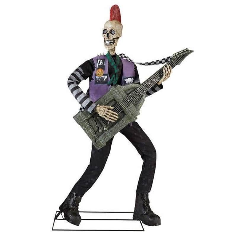 Skeleton Punk Metal Rocker 6 ft Animatronic Guitar Rock N Roll Halloween Prop Mohawk image 1