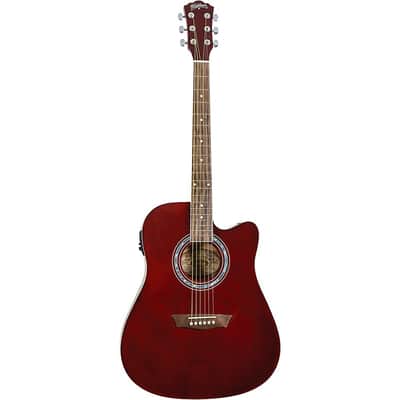 Washburn WA90CE Dreadnought Acoustic-Electric Guitar Regular Wine Red image 3
