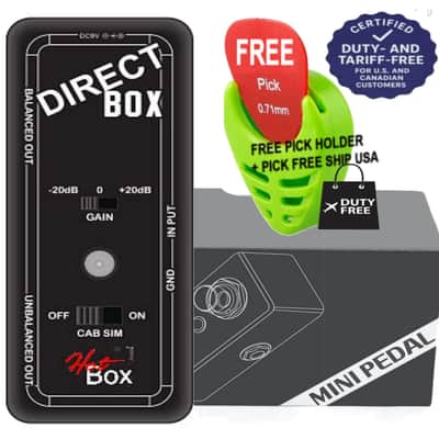 Hot Box DI Box Gain Control & Cab Simulator Switch Guitar / Bass DI, FREE PICKS + HOLDER+ FREE SHIP USA image 4