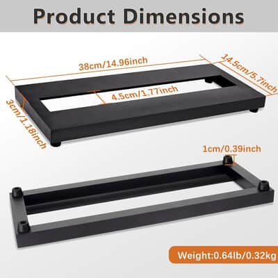 Small Guitar Pedal Board, 15x5.7x1.18", Aluminum Alloy Black Effects Mini Pedal Board with Adhesive Hookside Tape image 3