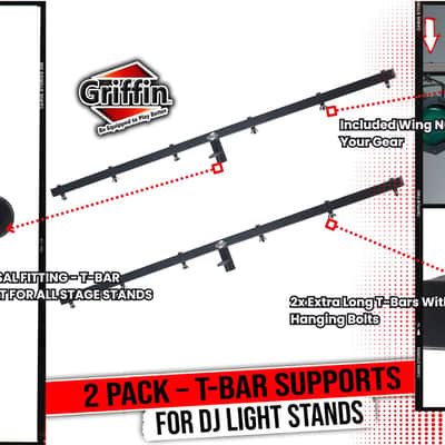 GRIFFIN Cross Support for DJ Stage Lights (2 Pack) - T-Bar Support for Tripod Stands by GRIFFIN - Lighting Mount for Stage Truss System with 12 Hanging Bolts | 5FT Horizontal Trussing Kit image 11