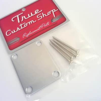 True Custom Shop® Matte Brushed Chrome Neck Plate/Screws for Fender Strat Tele image 3
