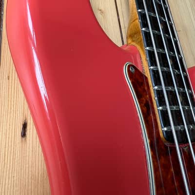 1963 Fender Precision Bass Guitar Fiesta Red image 2