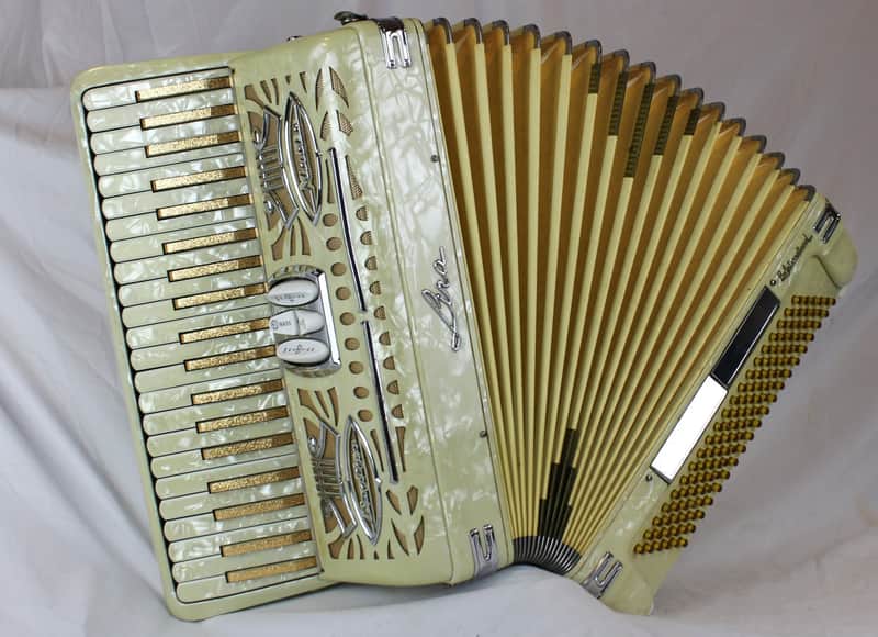 7766 -  Golden Blonde Lira Model 10B Piano Accordion LM 41 120 image 1