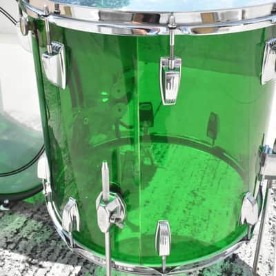 Vintage Ludwig Green Vistalite 13", 16", 24" Drum Kit image 5