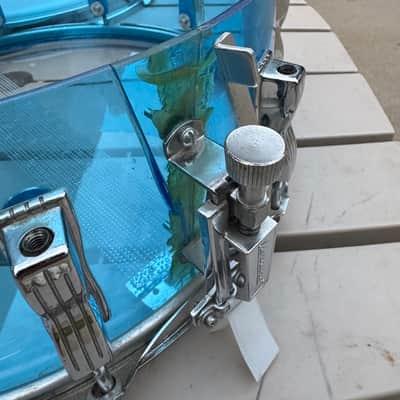 Vintage Ludwig Vistalite 14x5 Blue Acrylic Snare Drum – 1970s (Cracked) image 7