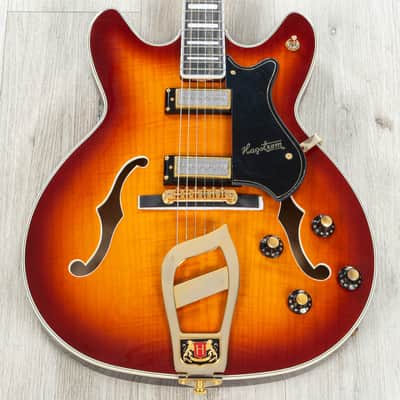 Mint Hagstrom VIK67-G-VSB '67 Viking II Semi-Hollow Guitar, Resinator Fretboard, Vintage Sunburst image 2