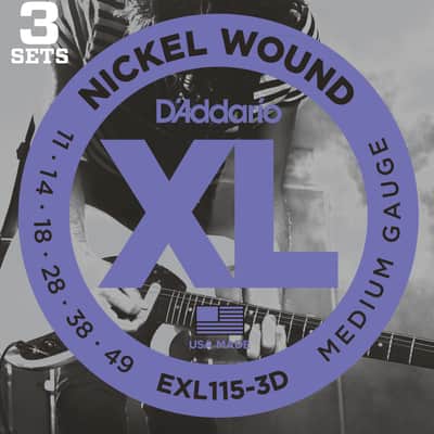 D'Addario EXL115-3D Nickel Wound Electric Strings, 11-49, 3 Sets image 1