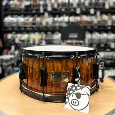 Pork Pie 7x14" Maple/Bubinga Snare Drum (Bubinga Hi-Gloss with Black Hardware) image 1