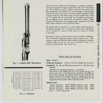 Vintage 1981 Electro Voice 655C dynamic microphone w accessories The Beatles WORKS 666 654A image 2