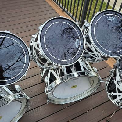 Vintage 80's Double Bass Tama Swingstar 9 piece Drumset MIJ with Van Halen style wraps image 9