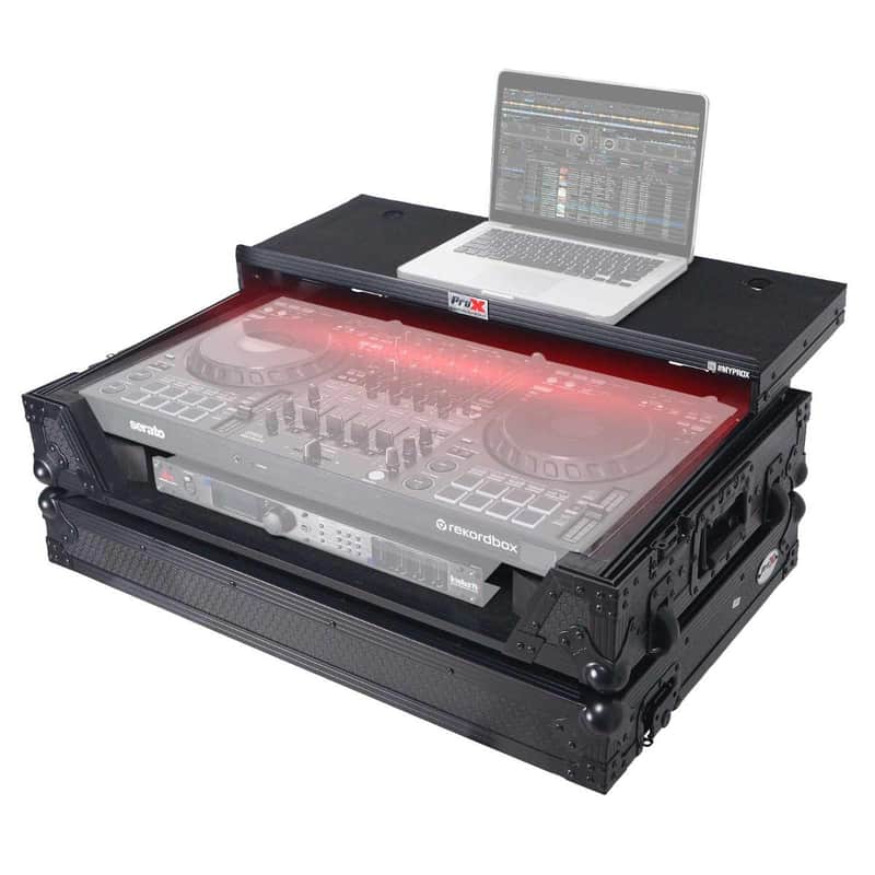ProX XS-DDJFLX10WLTBL Black Flight Road Case to fit DDJ-FLX10 or DDJ-GRV6 Controller w LED Strip image 1
