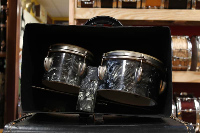1940s Slingerland 6" and 8" Standard Drum Bongos in Black Diamond Pearl image 1