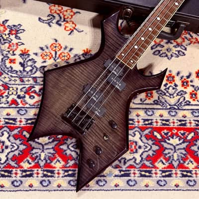 2000 B.C. Rich N.J. Neck Thru Series Warlock Bass - Made In Korea - Transparent Black w/ Coffin Case Bild 3