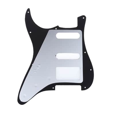 Brio 11-Hole Modern Style Strat HSS Pickguard for American Stratocaster Black Gloss 1 Ply image 2