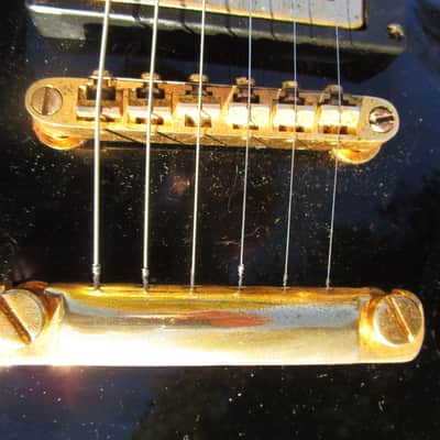 Samick LP Custom Style Guitar, 1990's, Japan,  Black, Gold Hardware, Gig Bag image 5