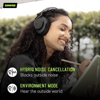Shure AONIC 50 Gen 2 Wireless Noise Cancelling Headphones, Premium Studio Sound, Bluetooth 5, Customizable EQ, 45-Hour Battery, Over-Ear, Black image 3