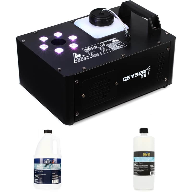 Chauvet DJ Geyser T6 RGB Illuminated Vertical Fog Machine Essentials Bundle image 1