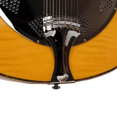 Gold Tone Mojo Flamed Solid Maple Top Mahogany Round Neck Resonator Guitar with Pickup & Hard Case image 6