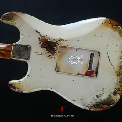 Fender Stratocaster Snowberry White Heavy Aged Relic by East Gloves Customs image 8
