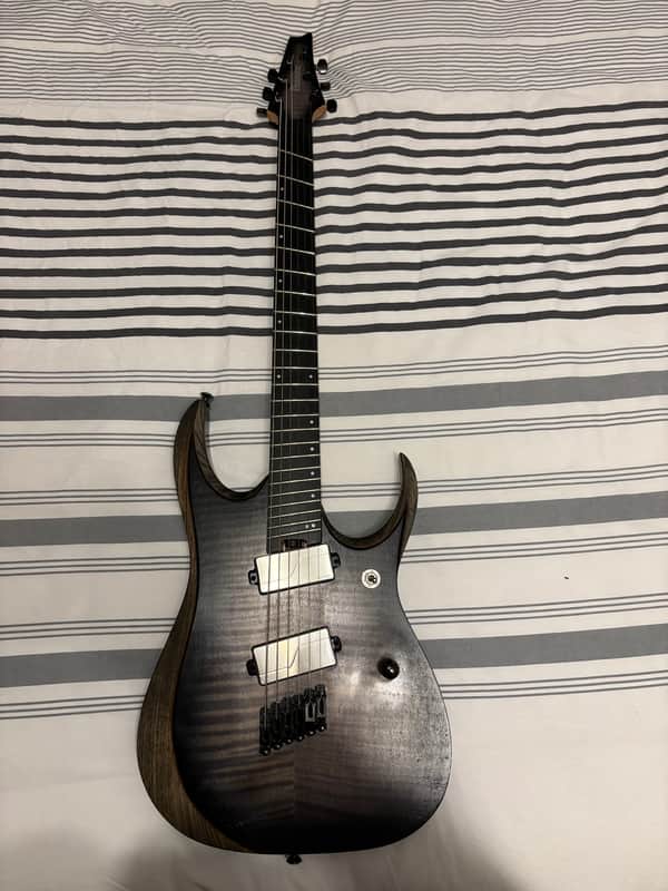 Ibanez RGDIM6FM-CLF Iron Label 2018 - Cerulean Blue Burst Flat