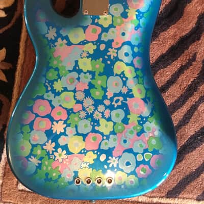 Fender Precision Blue Flower Japanese reissue  1980's Blue Flower Print image 4