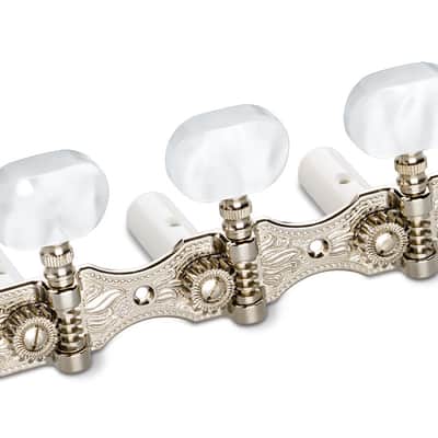 Schaller Germany 3x3 Classic Hauser Classical Guitar Tuners - Nickel/Pearl image 3