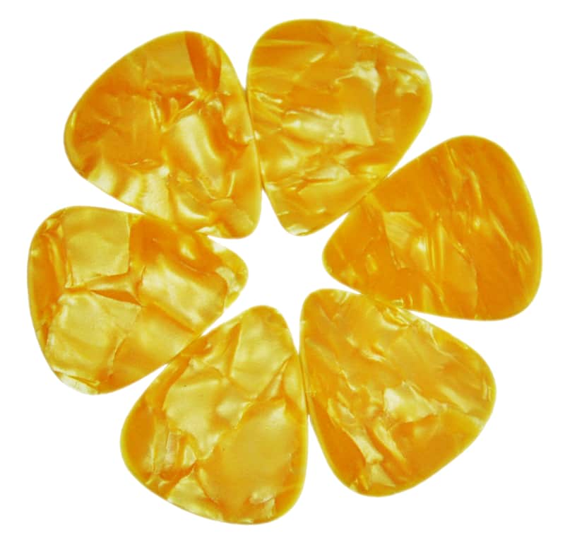 Celluloid Orange Pearl Guitar Or Bass Pick - 0.71 mm Medium Gauge - 351 Shape - 6 Pack New image 1