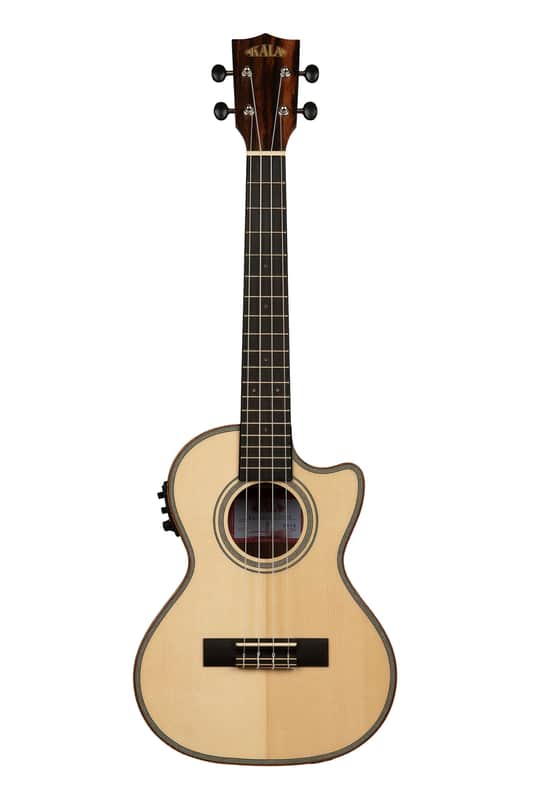 Kala Solid Spruce Ebony Cutaway Tenor Ukulele with EQ / KA-SSEBY-T-CE image 1