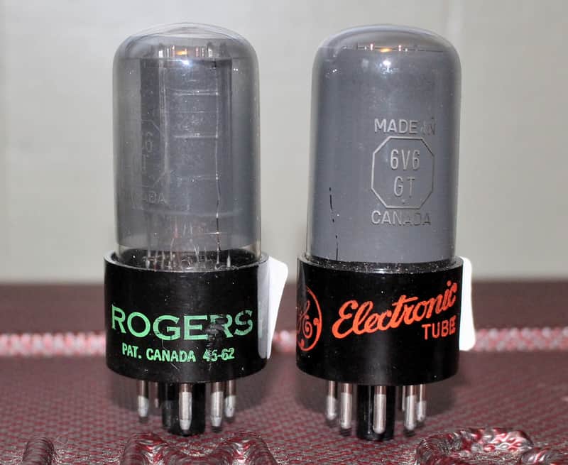 MARCONI 6V6GT VT107 PERFECT MATCH PAIR RCA CLONE BLACK PLATE GRAY GLASS D GETTER TEST NOS++ MINTY VINTAGE 1960'S image 1