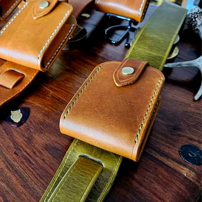 Guitar Wireless transmitter holster - handmade, hand stitched, vegetable tanned leather. image 17