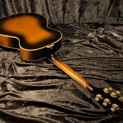Guild F50 1959 Hoboken Jumbo Acoustic Ghost Label "Rare Bird Alert" Flame Maple Archback Buddy Holly image 9