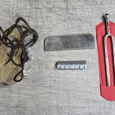 Vintage RARE Classical Guitar Uke Strap Tuning Fork Lap Steel Slide Guitar String Riser Parts image 1