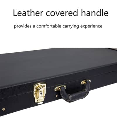 Crossrock Electric Bass Case, Fits Fender Precision & Jazz Bass, Rectangular Wood Case -Black image 7