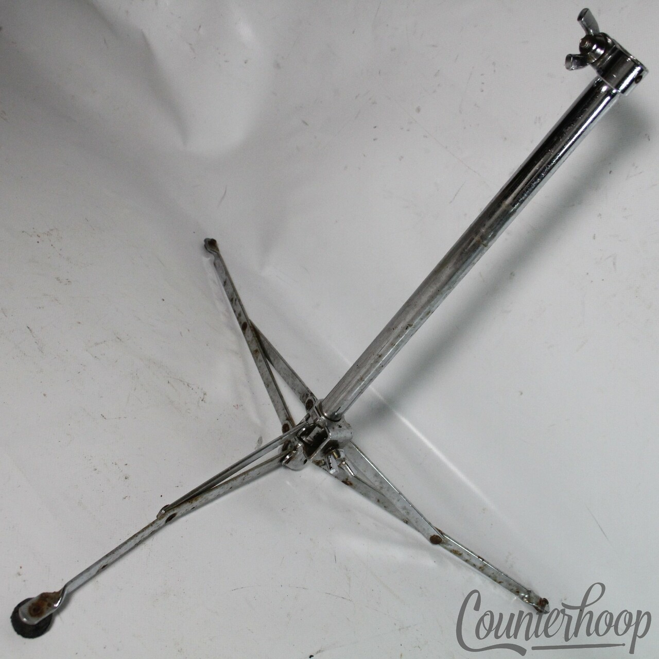 Ludwig Snare Drum/Cymbal Stand Flat Flush-Base Tripod Chrome Chicago Vintage 60s — main photograph