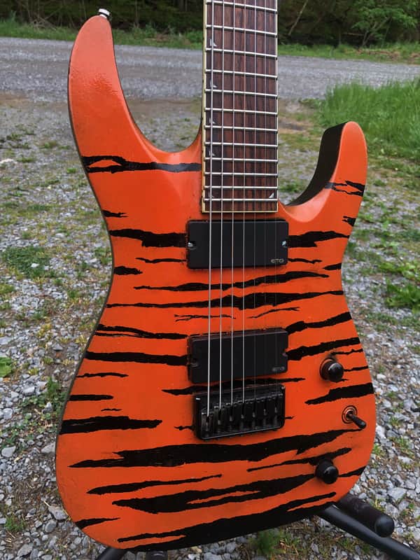 Jackson Soloist 7 string Upgraded EMG 81-7 / 85-7 Hipshot Tuners Neck Thru Tiger Stripe W/ Gigbag image 1