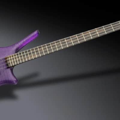 Warwick Dolphin Pro 1 - 8 String Custom Shop Masterbuilt 2022 - AAA Flame SOLID French Ash over Satin Transparent Purple Grape Flavor image 3