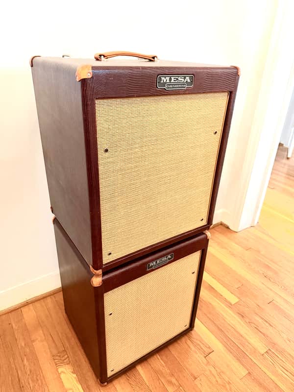 Mesa Walkabout Scout 15” Combo Amp with Matching Extension Cabinet In Rare Wine Red Lizard Tolex image 1