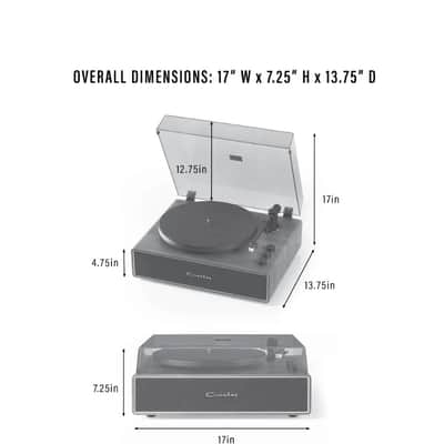 Crosley CR6046A Stave Bluetooth Turntable with Built-in Speakers, Black-NEW image 7