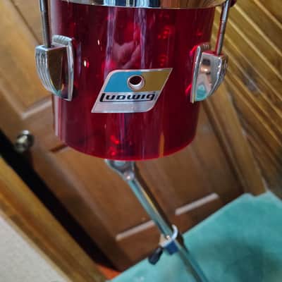 Ludwig Vistalite 6" & 8" Concert Toms with Stand 1970's - Red Acrylic image 6
