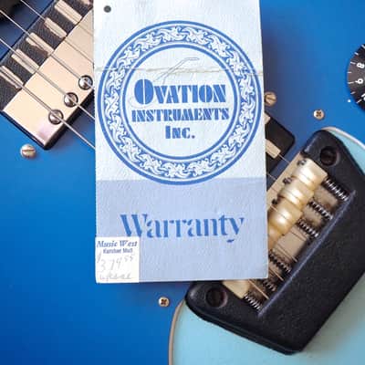 1973 Ovation Breadwinner Vintage Solidbody Electric Guitar USA Made Blue w/ Original Hardshell Case image 15