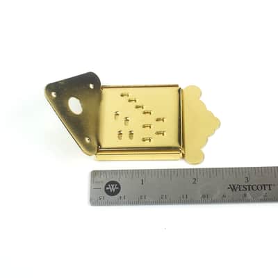 Mandolin or Cigar Box Guitar Tailpiece With Cover ,Ornate Pattern Gold Plated image 3
