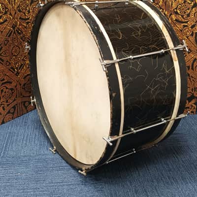 Vintage Lafleur Piccadilly 28″x12″ Bass Drum 1930s – Black with Glitter Strand image 8