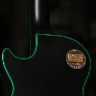 Gibson Les Paul Custom - Solid Body Electric Guitar Satin Black Green Widow image 8