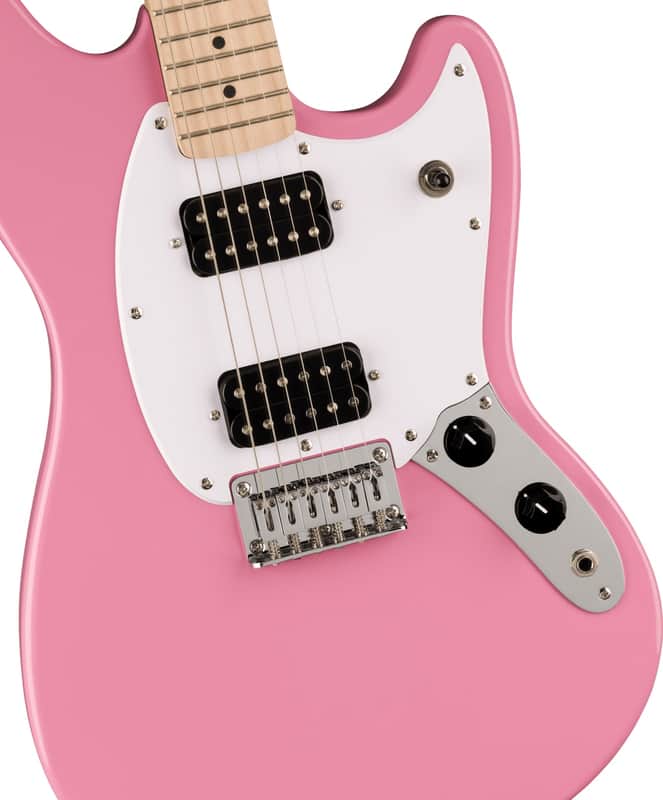 Squier - Squier Sonic Mustang HH - Electric Guitar - Maple Fingerboard - Flash Pink w/ White Pickguard image 1